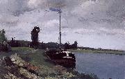 Camille Pissarro River boat oil painting reproduction